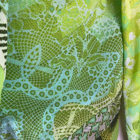 FUZZI Jean Paul Gaultier Art To Wear Y2K Mesh Kimono Top Large Open Tie Front - Picture 5 of 9